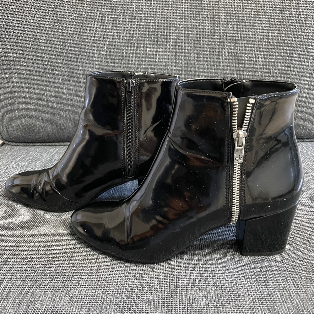 Calvin Klein patent boots